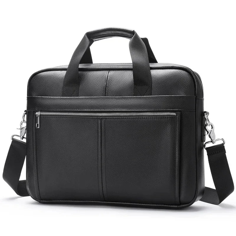 Genuine Leather Men's Briefcase Luxury Cowhide Handbag Large Capacity Shoulder Messenger Busines Male 13.3“ Laptop Bag