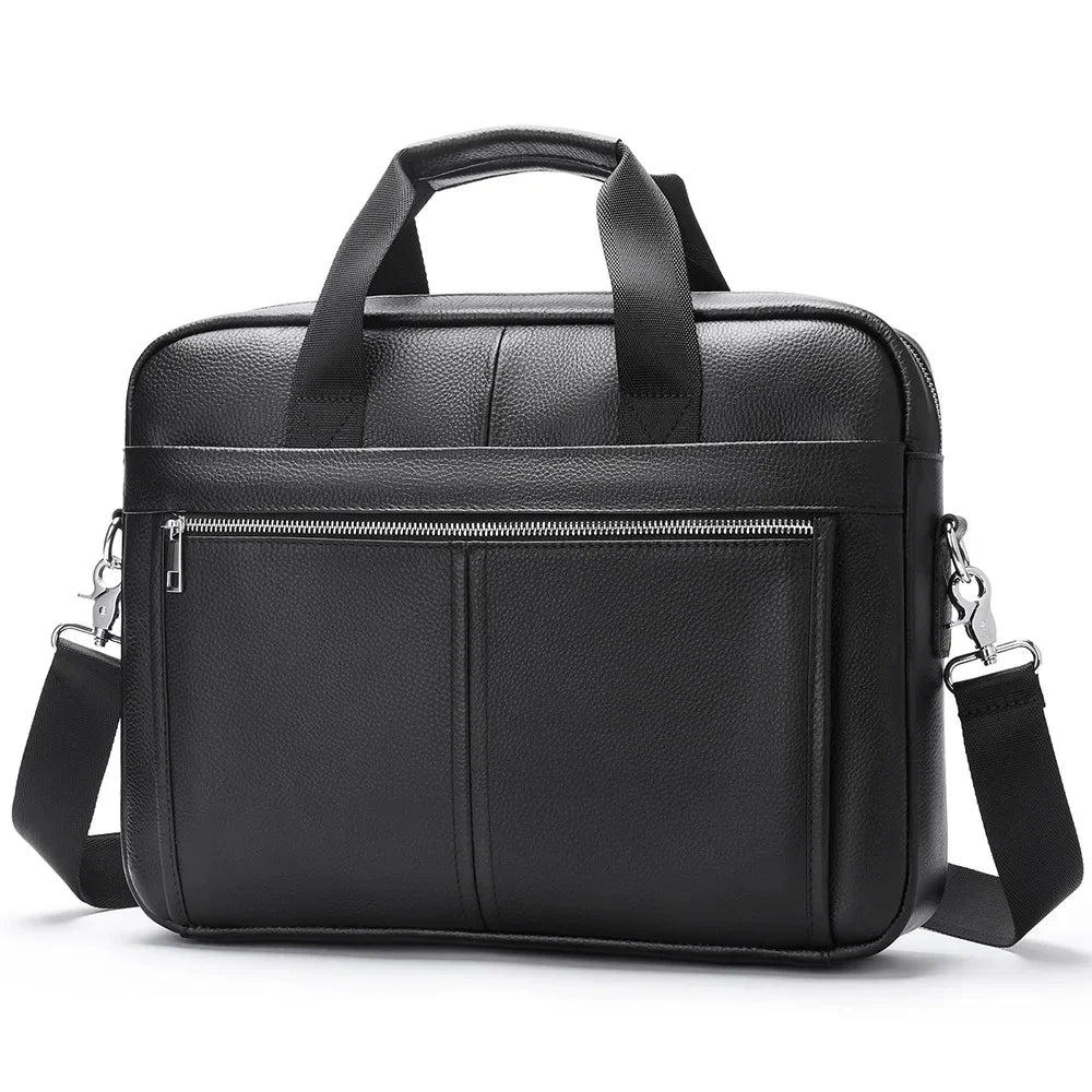 Genuine Leather Men's Briefcase Luxury Cowhide Handbag Large Capacity Shoulder Messenger Busines Male 13.3“ Laptop Bag