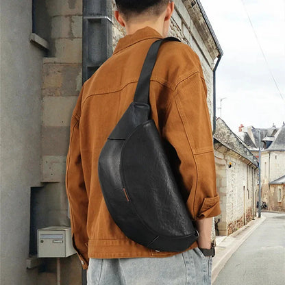 Genuine Leather Men's Chest Large Capacity Shoulder High Quality Cowhide Crossbody Business Male Messenger Bag
