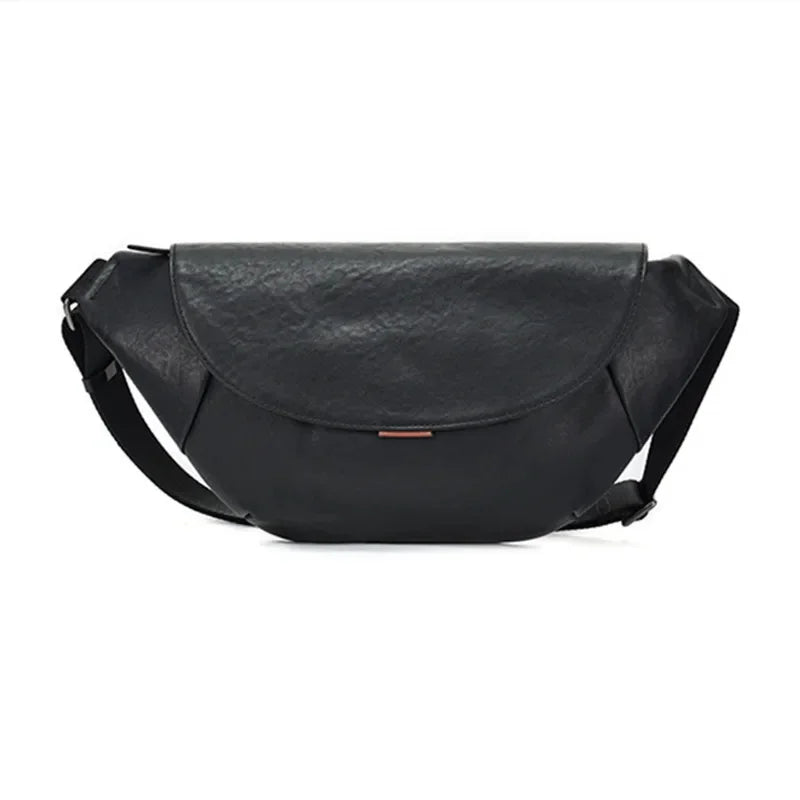 Genuine Leather Men's Chest Large Capacity Shoulder High Quality Cowhide Crossbody Business Male Messenger Bag