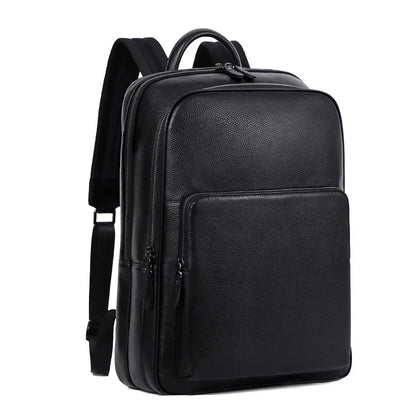 Genuine Leather Men's Cowhide Travel Backpack Large Capacity College Students School Business Laptop Bag