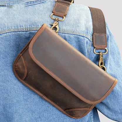 Genuine Leather Men's Crossbody Shoulder Trendy Diagonal Backpack Chest Messenger Bags Boy Casual Briefcase Travel
