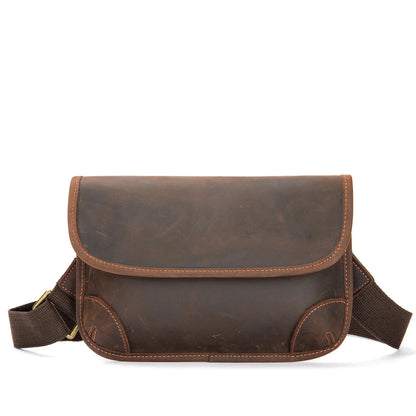 Genuine Leather Men's Crossbody Shoulder Trendy Diagonal Backpack Chest Messenger Bags Boy Casual Briefcase Travel