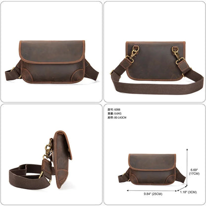 Genuine Leather Men's Crossbody Shoulder Trendy Diagonal Backpack Chest Messenger Bags Boy Casual Briefcase Travel