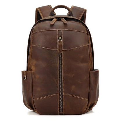 Genuine Leather Men's Large Capacity 15.6" Laptop Bag School Backpack Male Shoulder Bags Travel Daypack Rucksack