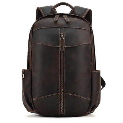 Genuine Leather Men's Large Capacity 15.6" Laptop Bag School Backpack Male Shoulder Bags Travel Daypack Rucksack