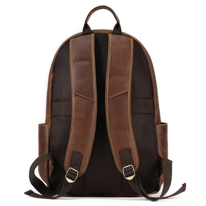 Genuine Leather Men's Large Capacity 15.6" Laptop Bag School Backpack Male Shoulder Bags Travel Daypack Rucksack