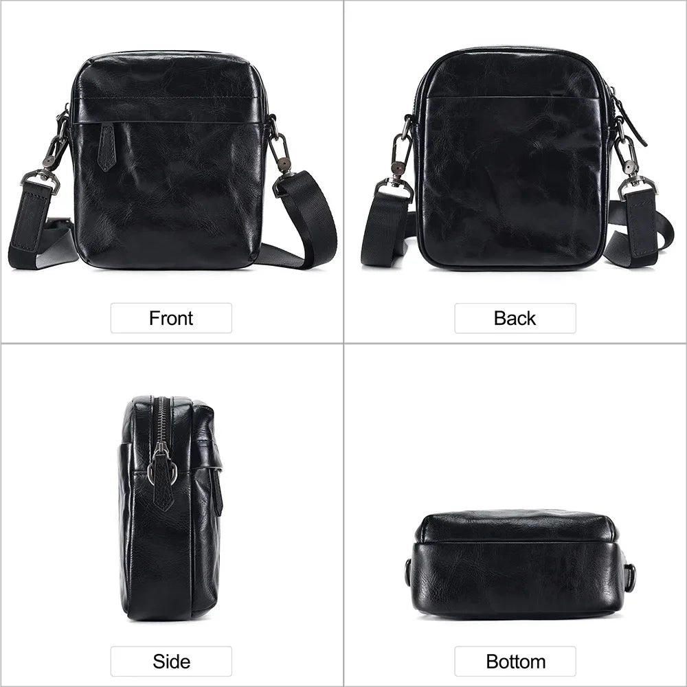 Genuine Leather Men's Shoulder Small Cell Phone Crossbody s Purse Travel Casual Messenger Bag Handbag New
