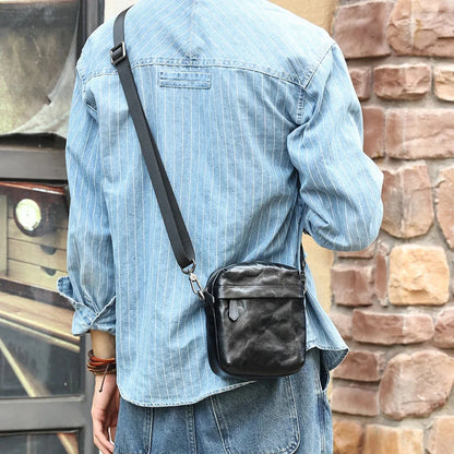 Genuine Leather Men's Shoulder Small Cell Phone Crossbody s Purse Travel Casual Messenger Bag Handbag New