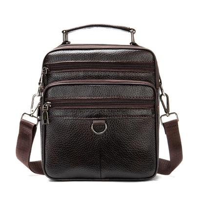 Genuine Leather Men's Shoulder Vintage Cowhide Messenger Multifunction Crossbody Bag Casual Man Handbag