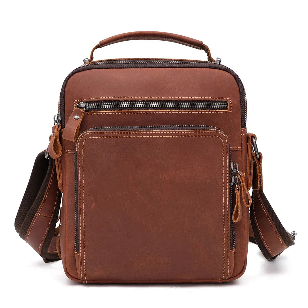 Genuine Leather Messenger Bag For Men Vintage Handbags Small Flap Men's Shoulder Bag Casual Office Messenger Bags Crossbody Bag