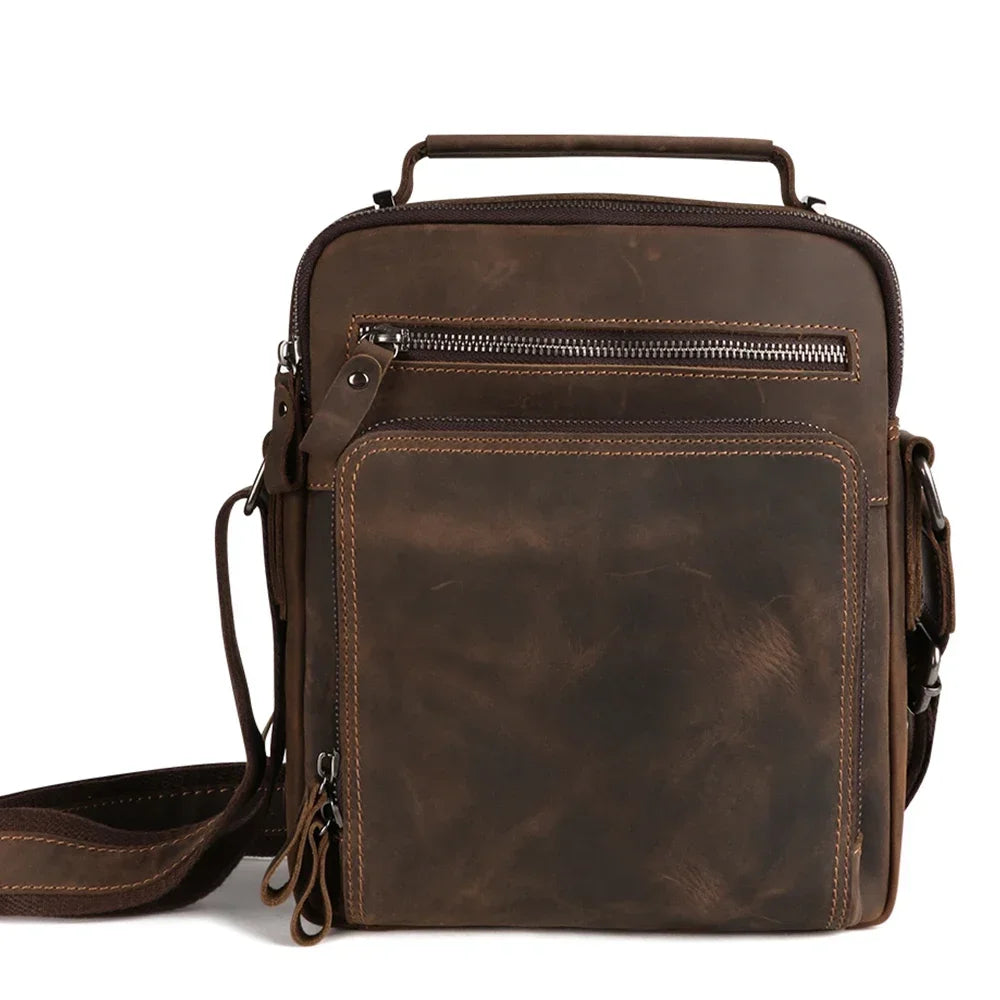 Genuine Leather Messenger Bag For Men Vintage Handbags Small Flap Men's Shoulder Bag Casual Office Messenger Bags Crossbody Bag