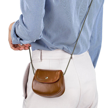 Genuine Leather Mini Crossbody Bags for Women Girls Fashion Luxury Single Shoulder Bags Retro Brown Lipstick Make Up Bags Bolso