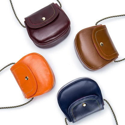 Genuine Leather Mini Crossbody Bags for Women Girls Fashion Luxury Single Shoulder Bags Retro Brown Lipstick Make Up Bags Bolso
