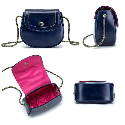 Genuine Leather Mini Crossbody Bags for Women Girls Fashion Luxury Single Shoulder Bags Retro Brown Lipstick Make Up Bags Bolso