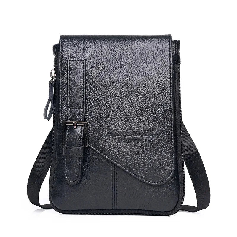 Genuine Leather Mini Shoulder For Business Crossbody Cowhide Men Handbag Mobile Phone Male Casual Messenger Bag