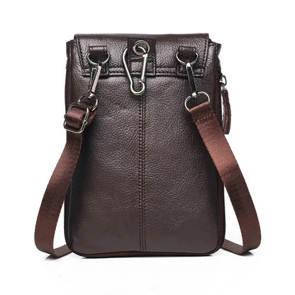 Genuine Leather Mini Shoulder For Business Crossbody Cowhide Men Handbag Mobile Phone Male Casual Messenger Bag