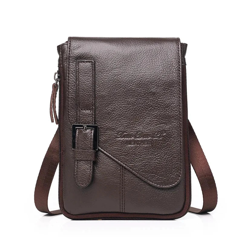Genuine Leather Mini Shoulder For Business Crossbody Cowhide Men Handbag Mobile Phone Male Casual Messenger Bag