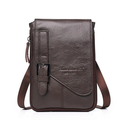 Genuine Leather Mini Shoulder For Business Crossbody Cowhide Men Handbag Mobile Phone Male Casual Messenger Bag