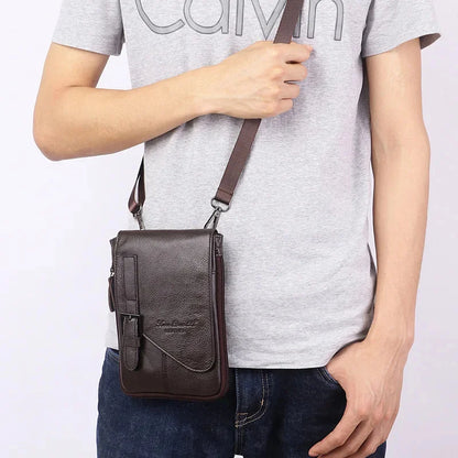 Genuine Leather Mini Shoulder For Business Crossbody Cowhide Men Handbag Mobile Phone Male Casual Messenger Bag