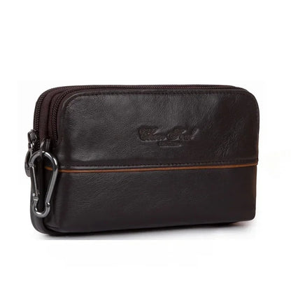 Genuine Leather Mobile Cell Phone Case Men Small Handy Bag Waist Pack Hip Bum Hook Purse Skin Belt Male Wallet Fanny Clutch Bags