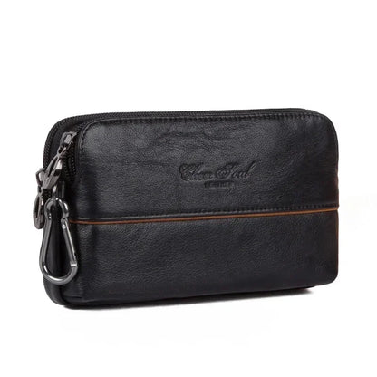 Genuine Leather Mobile Cell Phone Case Men Small Handy Bag Waist Pack Hip Bum Hook Purse Skin Belt Male Wallet Fanny Clutch Bags