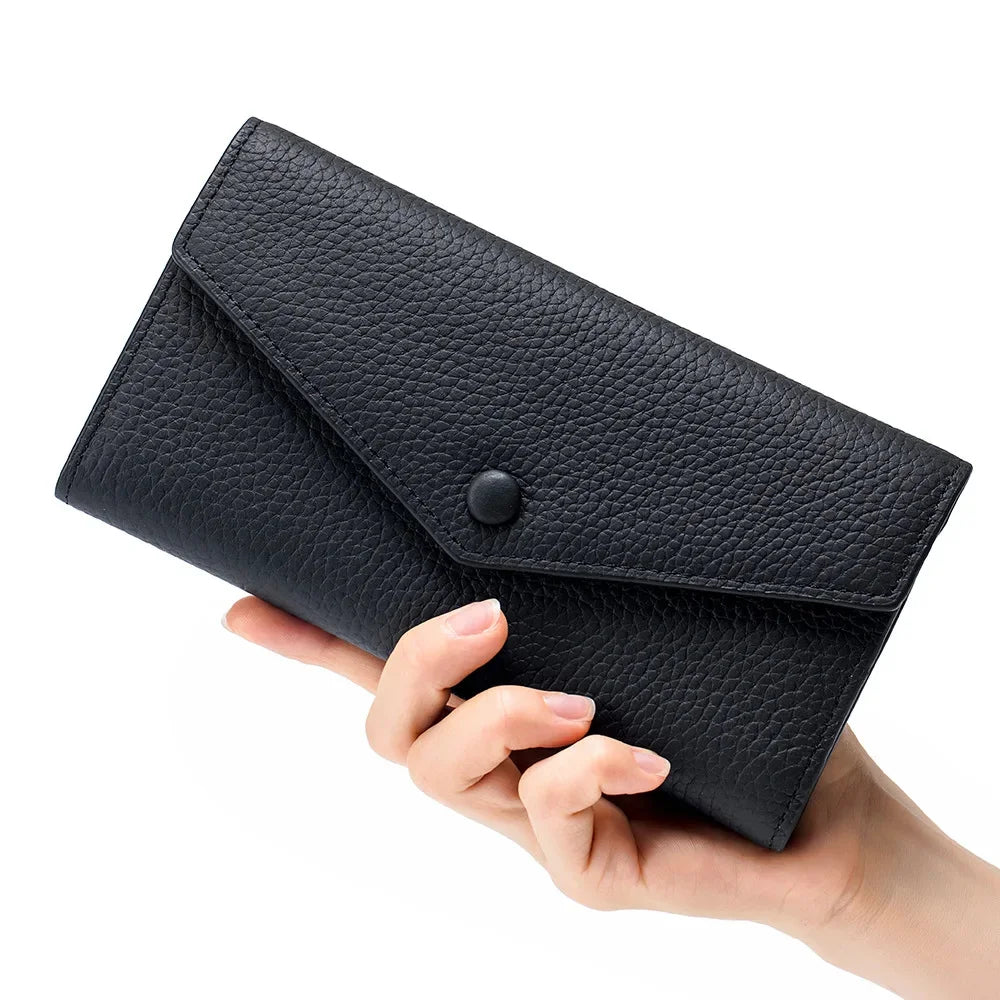Genuine Leather Multifunctional Long Wallet Envelope Mobile Phone Bag