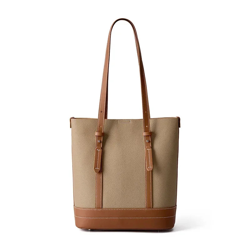 Genuine Leather New Fashion Headlayer Cowhide Bucket Bag for Women's Commuting High Grade Single Shoulder