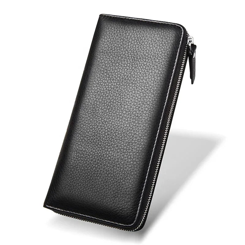Genuine Leather New Men's Wallet First Layer Cowhide Coin Purse Long Clutch High Capacity Business Gift Small Bag