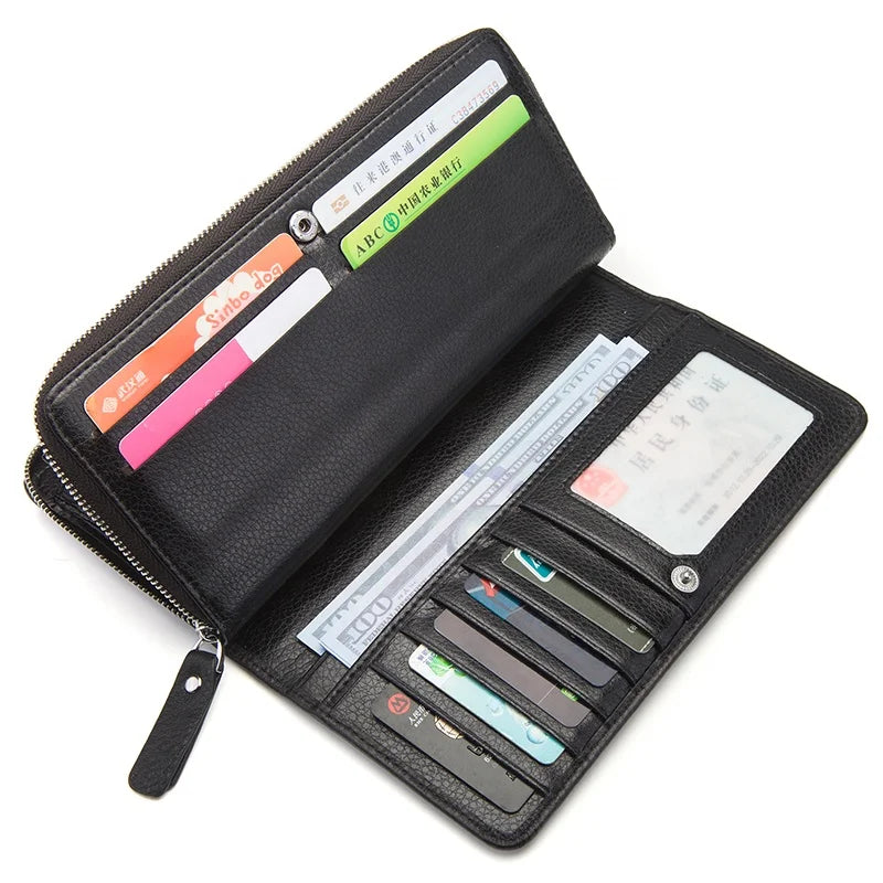 Genuine Leather New Men's Wallet First Layer Cowhide Coin Purse Long Clutch High Capacity Business Gift Small Bag