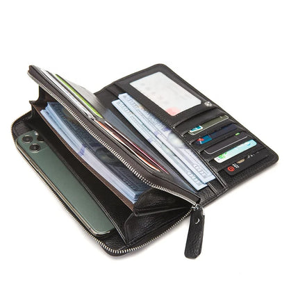 Genuine Leather New Men's Wallet First Layer Cowhide Coin Purse Long Clutch High Capacity Business Gift Small Bag