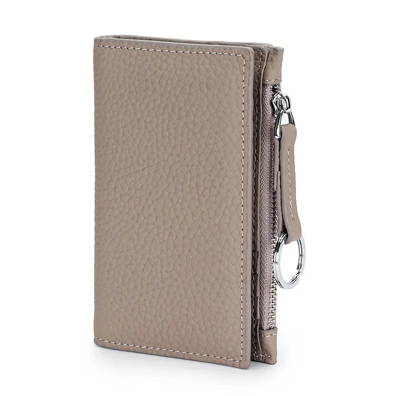 Genuine Leather Purses Women's Holder Zipper Purse Brand Credit Card Case Portable Ultra-Thin Fold Wallet Coin Pocket