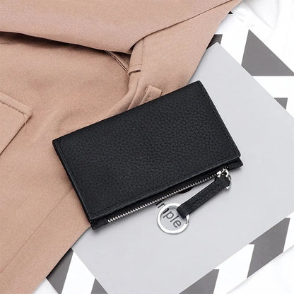 Genuine Leather Purses Women's Holder Zipper Purse Brand Credit Card Case Portable Ultra-Thin Fold Wallet Coin Pocket