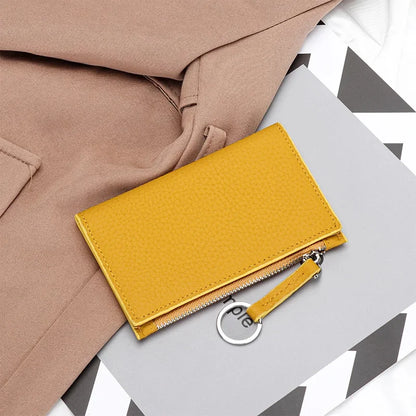 Genuine Leather Purses Women's Holder Zipper Purse Brand Credit Card Case Portable Ultra-Thin Fold Wallet Coin Pocket