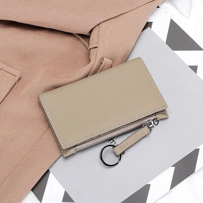 Genuine Leather Purses Women's Holder Zipper Purse Brand Credit Card Case Portable Ultra-Thin Fold Wallet Coin Pocket