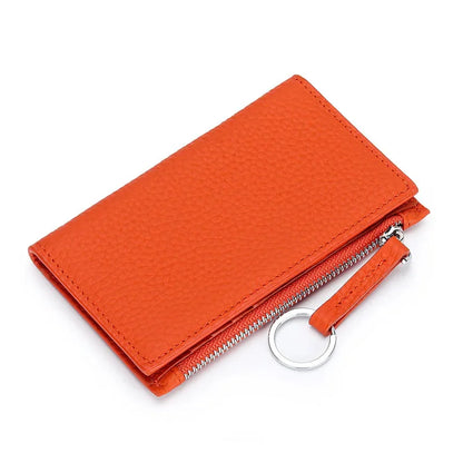 Genuine Leather Purses Women's Holder Zipper Purse Brand Credit Card Case Portable Ultra-Thin Fold Wallet Coin Pocket