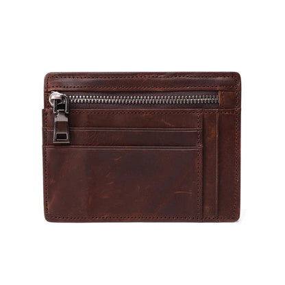 Genuine Leather RFID Credit ID Card Holder Coin Purse Money Case For Men Small Wallet Male Portomonee