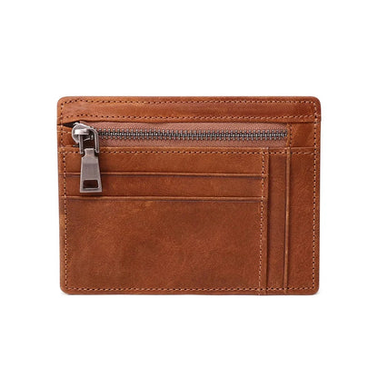 Genuine Leather RFID Credit ID Card Holder Coin Purse Money Case For Men Small Wallet Male Portomonee