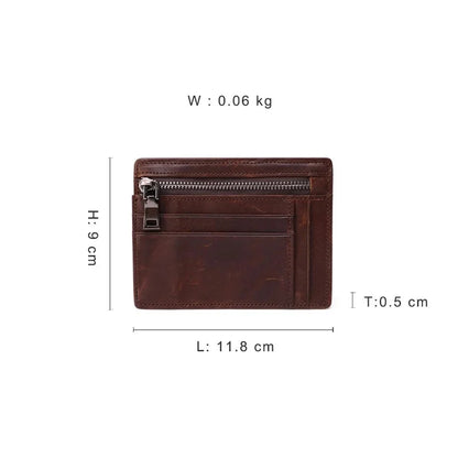 Genuine Leather RFID Credit ID Card Holder Coin Purse Money Case For Men Small Wallet Male Portomonee