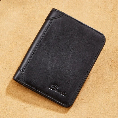 Genuine Leather RFID Vintage Wallet Short With Credit Card Holder Man Purse Trifold Wallets For Men High Quality