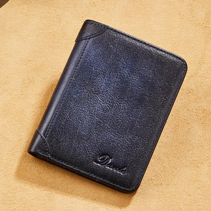 Genuine Leather RFID Vintage Wallet Short With Credit Card Holder Man Purse Trifold Wallets For Men High Quality