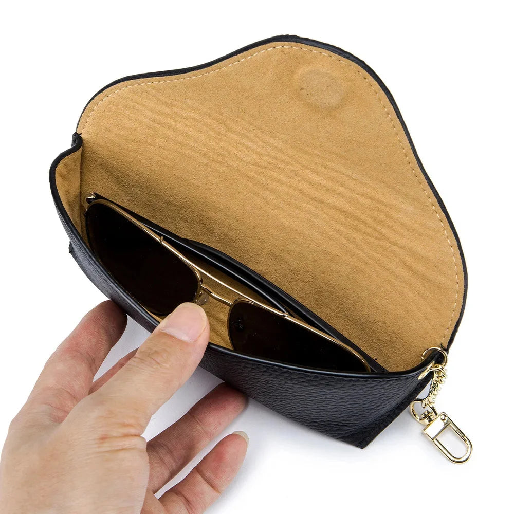 Genuine Leather Reading Bag Fashion Brand Design Sunglasses Pouch Portable Eyeglasses Display Box Storage Glasses Case