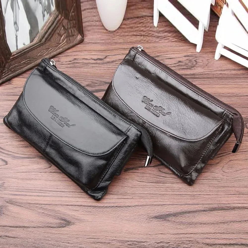 Genuine Leather Real Cowhide Fanny Waist Bag Men Casual Mobile Phone Pocket Purse Hip Belt Bags CrossBody Single Chest Day Pack