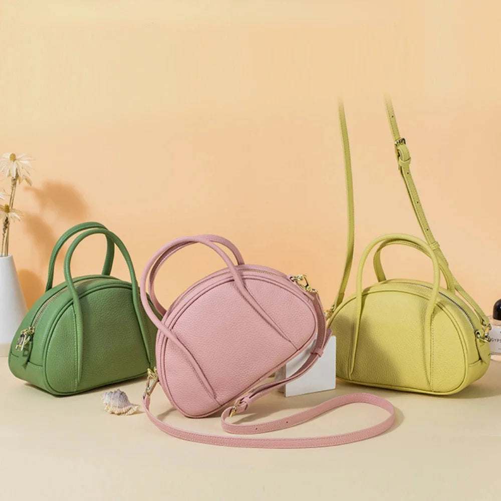 Genuine Leather Shell Shaped Women's Shoulder Fashion Handbag Simple Crossbody Bag