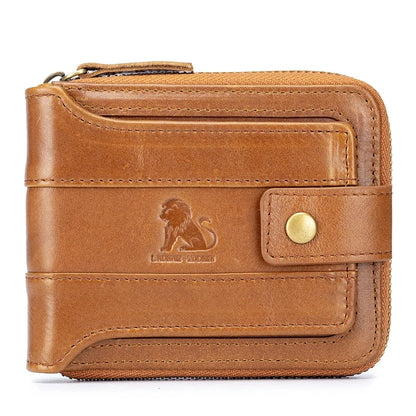 Genuine Leather Short For Men RFID Anti-theft Coin Wallet Business Card Holder Multi Function Male Small Purses