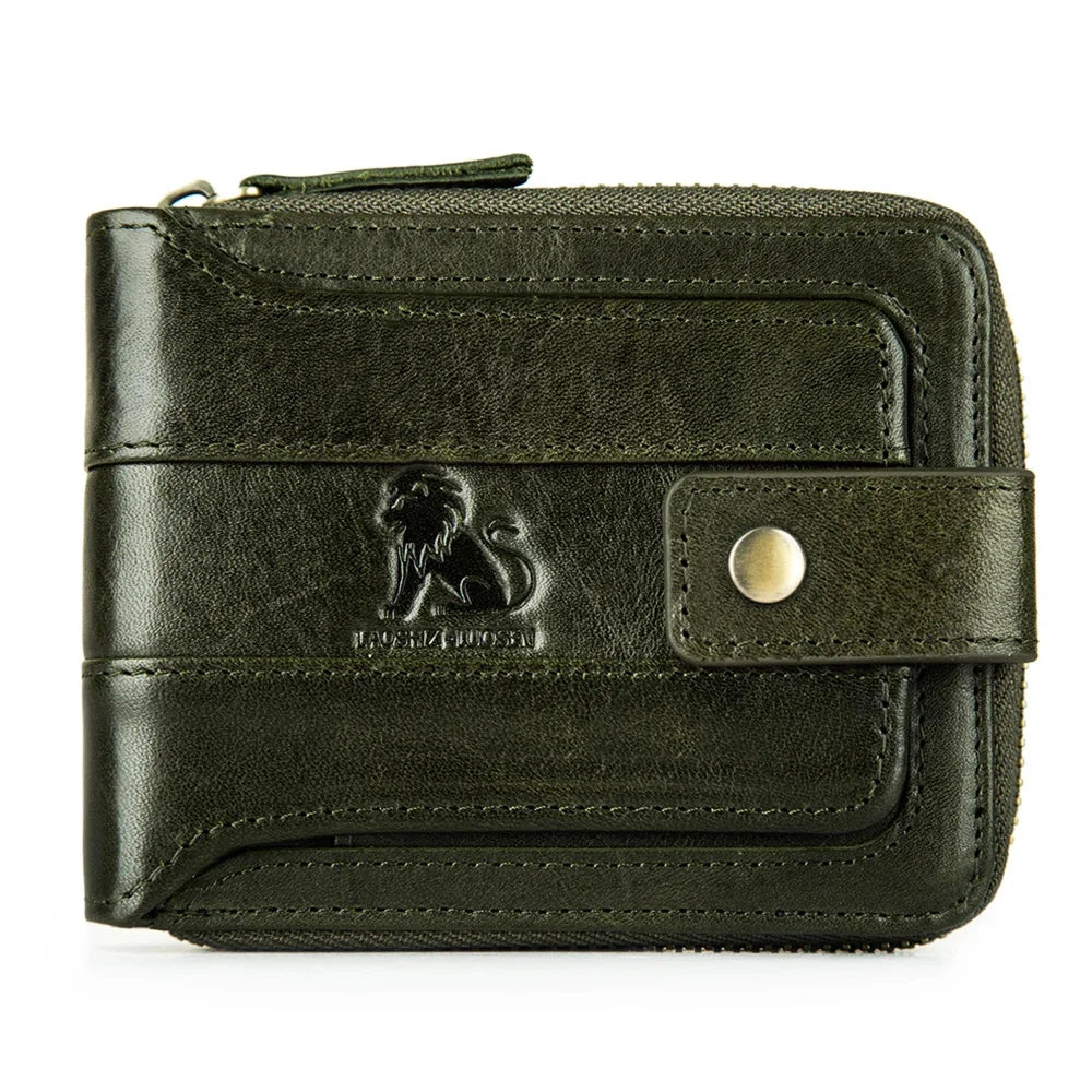 Genuine Leather Short For Men RFID Anti-theft Coin Wallet Business Card Holder Multi Function Male Small Purses