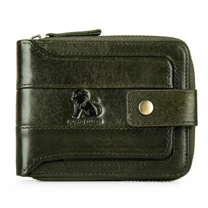 Genuine Leather Short For Men RFID Anti-theft Coin Wallet Business Card Holder Multi Function Male Small Purses