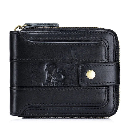 Genuine Leather Short For Men RFID Anti-theft Coin Wallet Business Card Holder Multi Function Male Small Purses