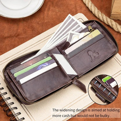 Genuine Leather Short For Men RFID Anti-theft Coin Wallet Business Card Holder Multi Function Male Small Purses