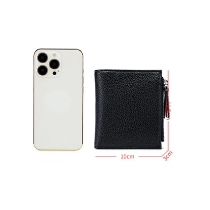 Genuine Leather Short Multifunctional and Fashionable Wallet Double Zipper Pocket Change Card Bag